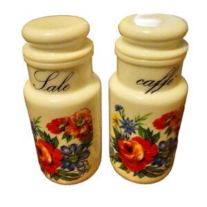 Vintage Opaline Milk Glass Pots/Jars  Coffeee and  Salt Italy
